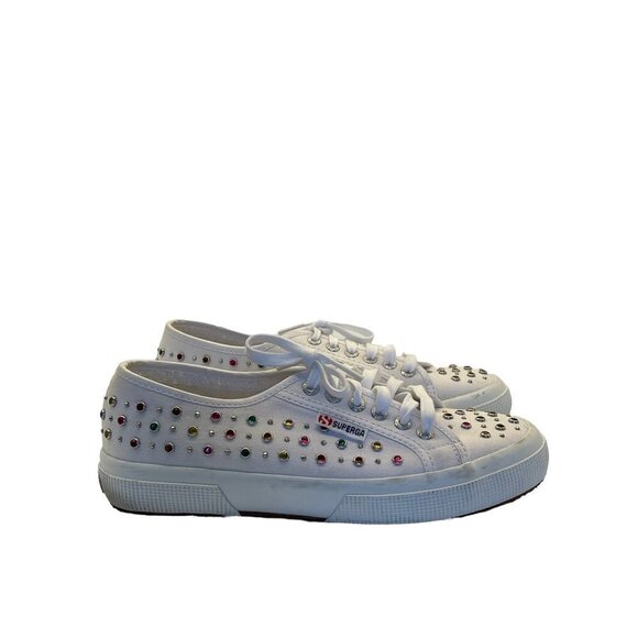 Superga 2750 COTW Studded Sneakers – Size 39.5 / 8.5 – White Canvas - Picture 1 of 13
